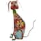 17" Multicolor Metal Dog Garden Sculpture with Floral Pattern